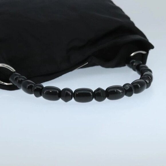 Christian Dior Maris Pearl Hand Bag Leather Black Silver Auth bs20633 - Picture 8 of 16